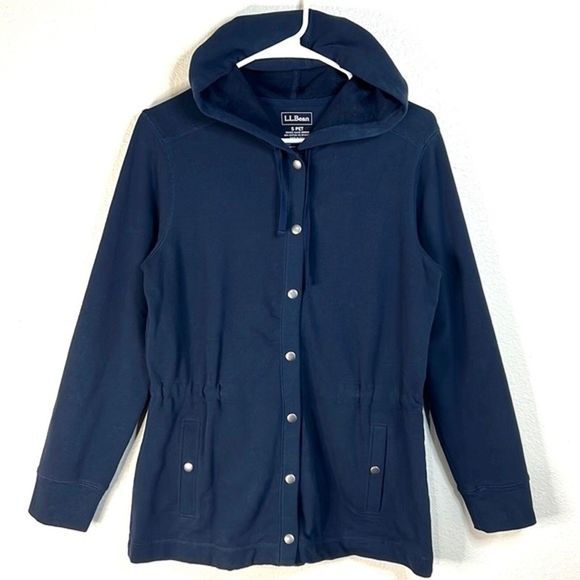 L.L. Bean Navy Blue Hooded Lightweight Jacket Size: Small Petite (SP) - Picture 1 of 8